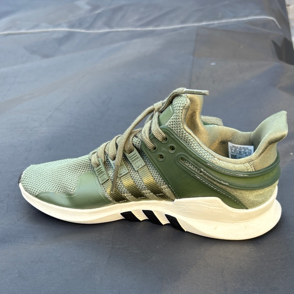 Adidas Olive Green EQT Sneakers with White Sole